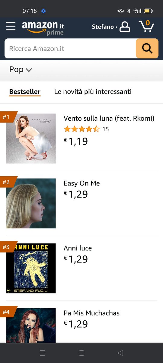 stefanofucili's tweet photo. N.1 #AMAZON #canzoni del momento #ANNILUCE๐จโ๐ stamattina alle 7:30 โค๏ธ๐ฅ
N.3 #bestsellers #pop
N.7 bestsellers generale
Grazie a coloro che amano la mia musica e in questo caso anche quella di #LucioDalla !
#stefanofucili #charts #classifiche #musicaitaliana #pop @RNCmusic https://t.co/vpC5BkLPOJ
