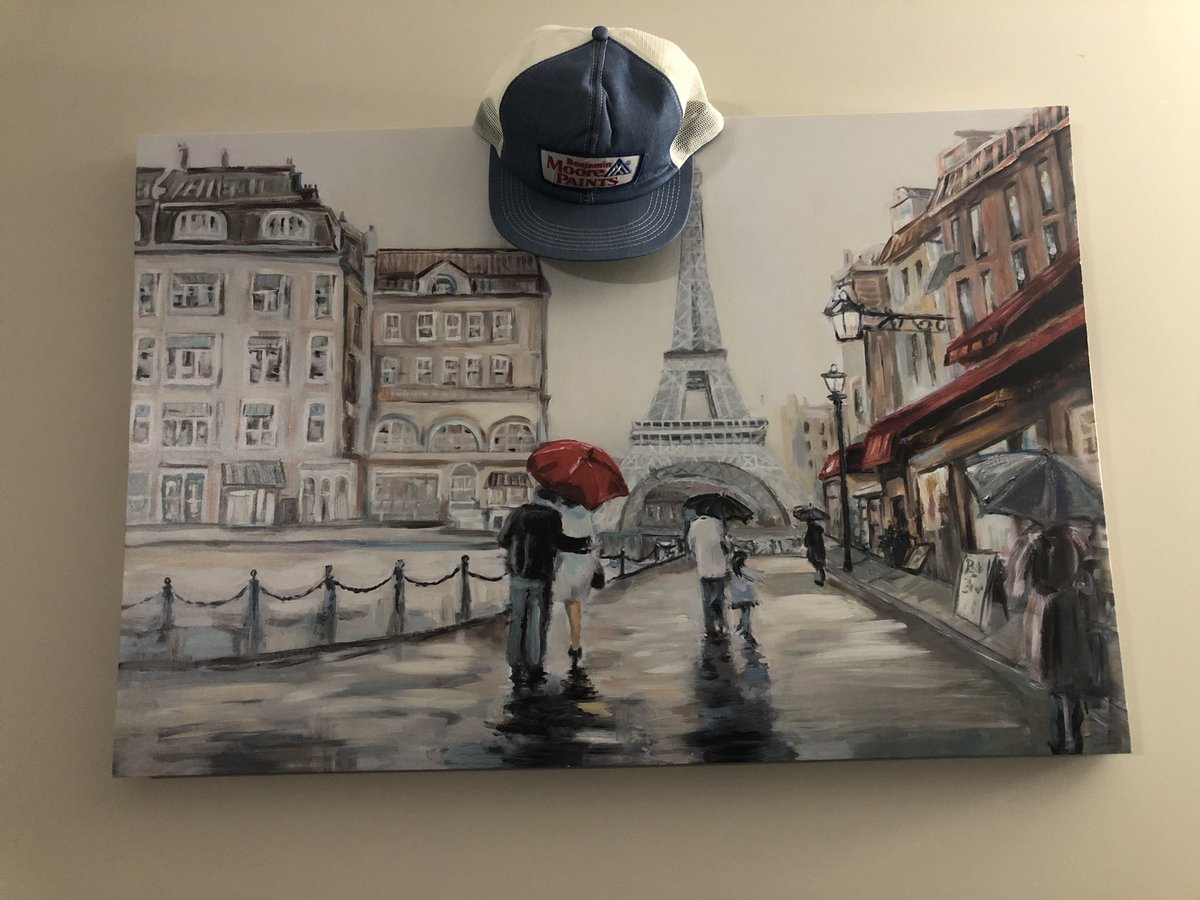 ThingsHatted's tweet image. Picture of Paris wearing a Vintage Benjamin Moore Paints hat #vintage #trucker #Paris #paint @BenjaminMooreCA @BenjaminMooreUK #halloweencostume #Halloween #SaturdayVibes #SaturdayMotivation #31DaysOfHalloween #Astros #painting #PictureOfTheDay #WomensArt #ArtistOnTwitter
