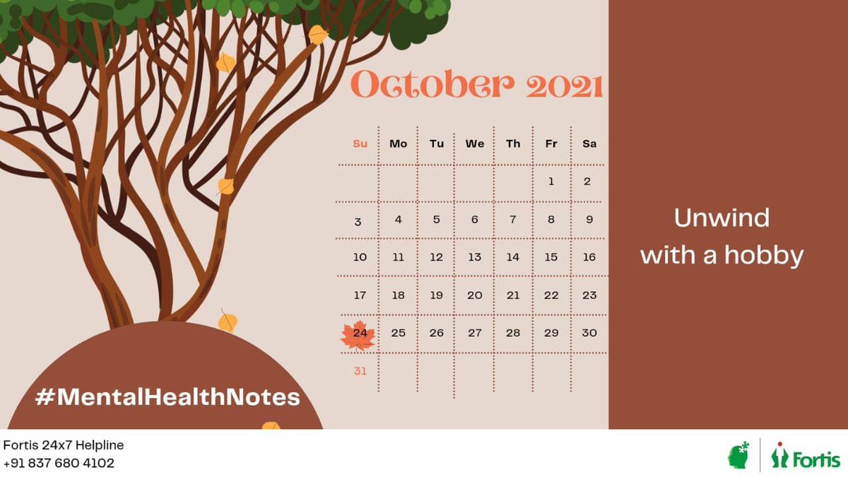 dr_samirparikh's tweet photo. Unwind with a hobby to #rebootyourroutine
#Mentalhealth #notes #october
#mindspace
@fortis_mhbs https://t.co/6A0LgRZvRk