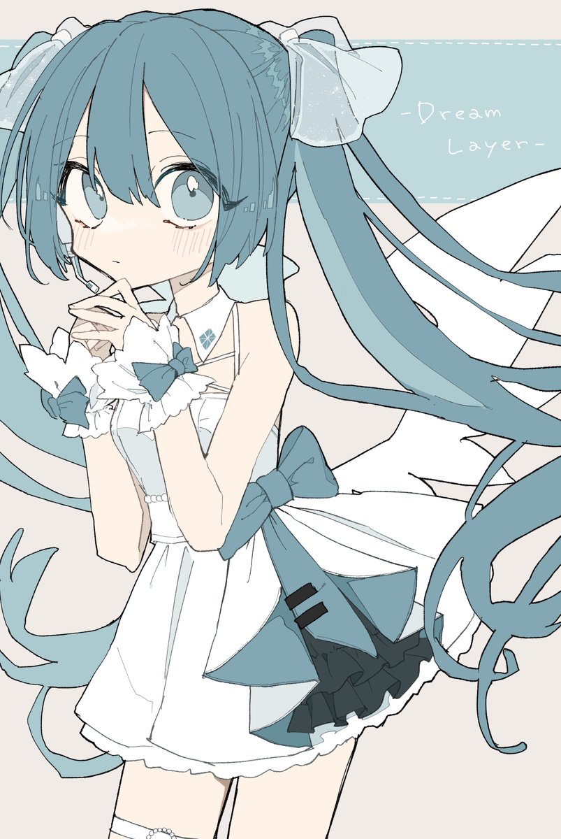 hatsune miku 1girl solo long hair twintails dress wings looking at viewer  illustration images