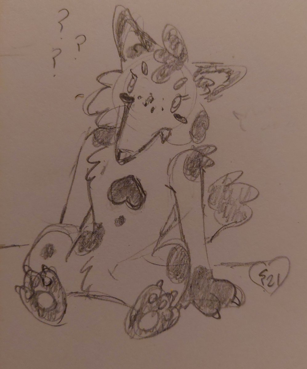 sombrashibe's tweet image. Messing around trying to find a spot pattern for Fraida. And maybe a soul color. Orange might fit her personality better than yellow. That's if monsters can have colored souls? 
#deltarunefanart #lesserdog #doggo