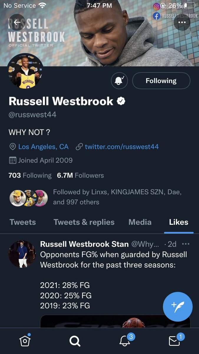 WhyNotBr0die2's tweet photo. .@WhyNotBr0die my account got suspended because I followed to much people and I lost my old number 😭 I’ll follow back everyone who likes and retweet’s this tweet #NBATwitter #RussellWestbrook https://t.co/ydfeW0QuvC