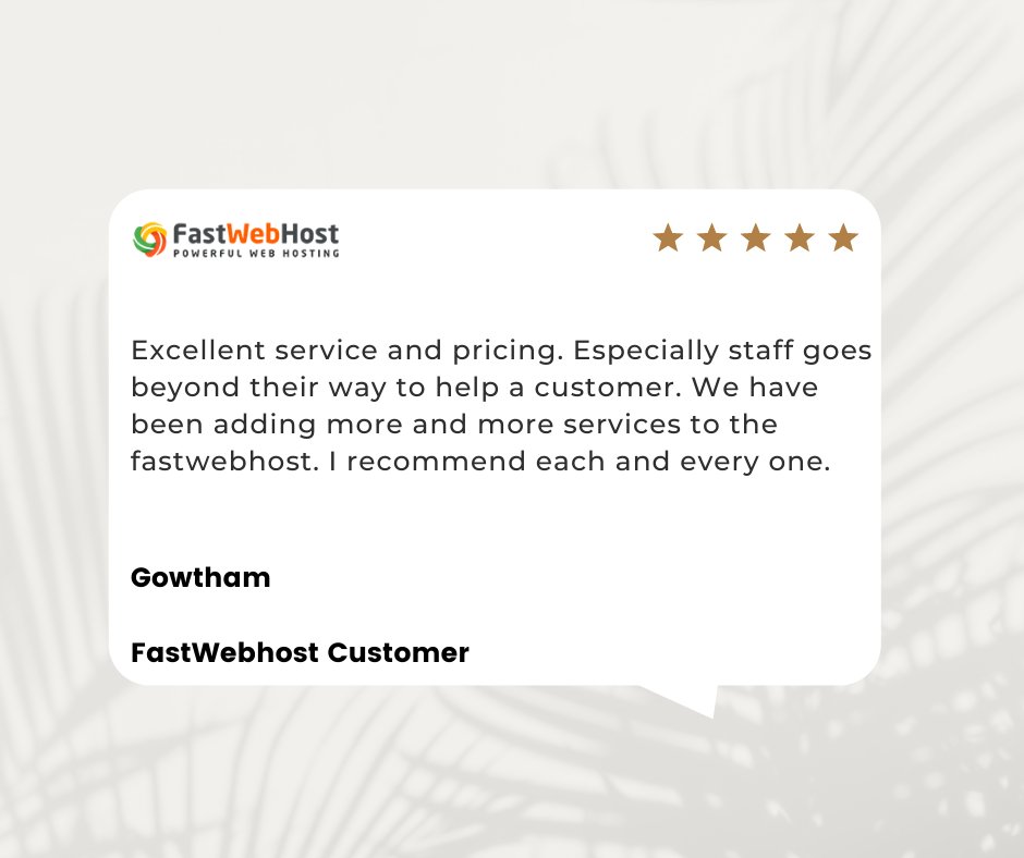 FastWebHoster's tweet image. Thanks For Your Feedback! We wish you a successful online journey with us.

#fastwebhost #webhosting #domain #web