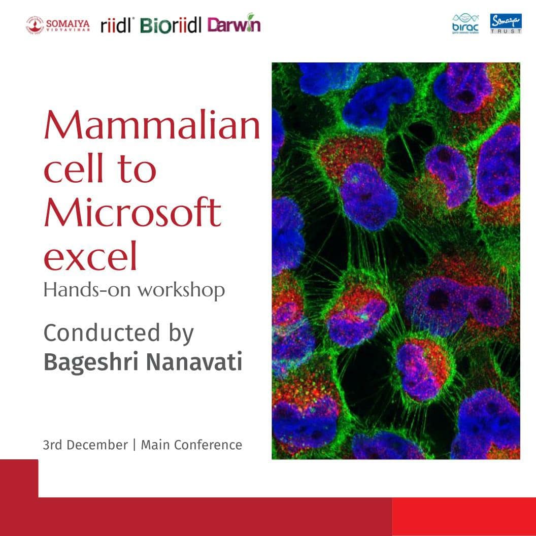 darwin_india's tweet photo. An engrossing hands-on workshop focusing on the process of Mammalian cells to Microsoft excel with Ms. Bageshri Nanavati.

For attending such an interesting workshop, do sign up for the conference scheduled between 2nd to 5th December. Sign up here:
https://t.co/10QlU3pdHQ https://t.co/jXTHsuqjJs