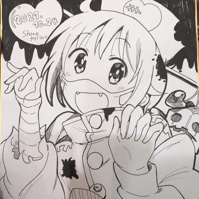あっ!アフター用にゾンビゆずちゃん描きました!🧟‍♀️💗🏹🎃🏥 