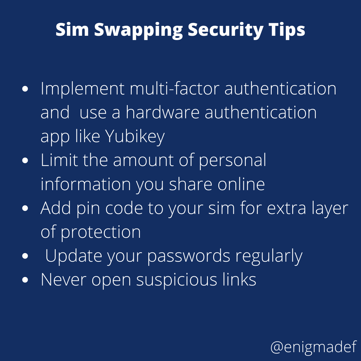 enigmadef's tweet photo. #CyberMonth #Cybersecurity #BeCyberSmart #InfoSec #InformationSecurity #Cybersecurity #StopThinkConnect #IoT
#HomeSecurity #InfoSecurity #NetworkSecurity #NetSec #CloudComputing #cloudsecurity For more security tips follow
@CISAgov
@CyberSmartUK
@Yubico https://t.co/IwxJwL6j43