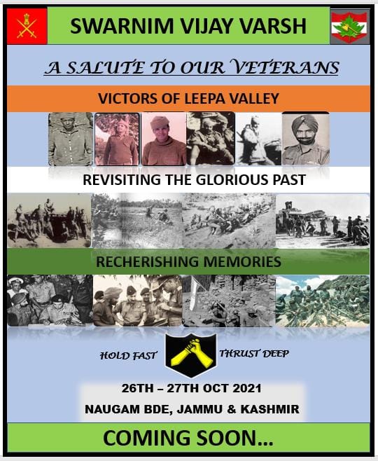 mera__mawar's tweet photo. SWARNIM VIJAY VARSH :
A Salute to our Veterans who fought 1971 War Bravely and emerged as Victors of Leepa Valley
#IndianArmy #SavioursofKashmir1947 #GallantBrigadier #LEEPAVALLEY #1971War @ChinarcorpsIA @NorthernComd_IA @KashmirBeauty3 https://t.co/II21lkaRJG