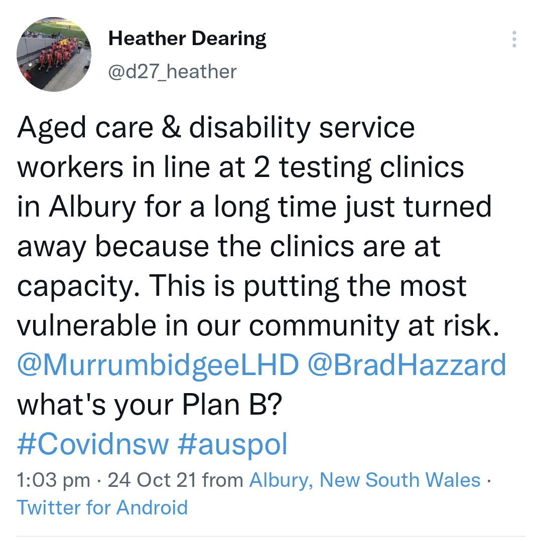 d27_heather's tweet photo. @johnjmorris @CaseyBriggs 13% of all NSW cases reported today are in Albury (38/296). Plus another 25 in Wodonga. Nearly all schools are impacted + preschools + childcare
#PleaseSeeUs
#RegionsMatterToo
#NDIS https://t.co/jbhB1CclA7