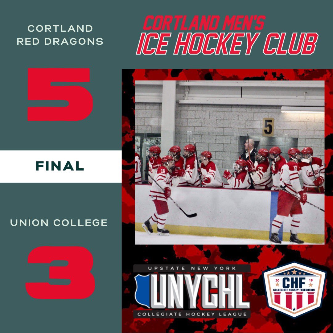 hockey_cortland's tweet photo. First win of the season for your Cortland Red Dragons. Looking to carry over today’s energy into our HOME OPENER vs. Cornell Puck Drop is at 1pm 10/24 @unychl @CHFhockey https://t.co/7nBk3JZ4Pk
