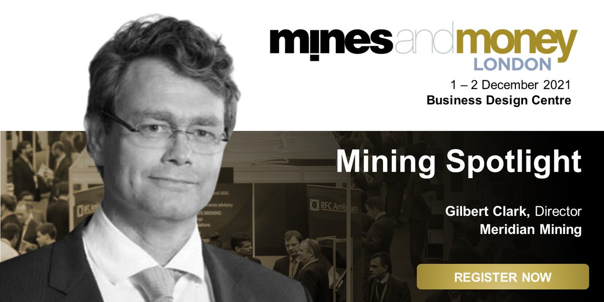 Gilbert Clark will shine the spotlight on <a href="/MeridianMining/">Meridian Mining</a> in their #Mining Spotlight session at #MinesandMoney London, 1-2 Dec. Register now at hubs.ly/H0ZXYjD0

#investment #investors #conference #networking #expo