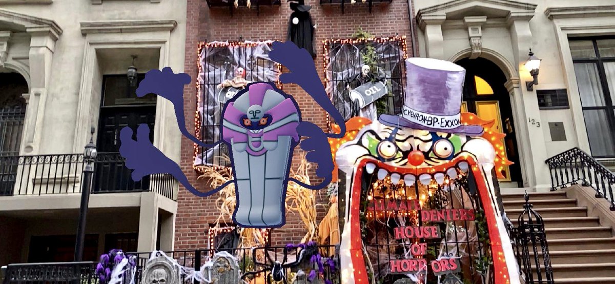 mypokediaries's tweet photo. 10.23.2021
#GOsnapshot
#ARPhotoADay
#PokemonGOHalloween
It’s the spooky season, part 2: Shiny Cofagrigus is haunting this brownstone halloween decor.
#ztdnews #shinycofagrigus #ARofTheDay #ShinyARSaturday #MeetYouOutThere #CatchYours #pokémongo #pokémongoapp #pokémon #nyc https://t.co/fnLvDJZ4KU