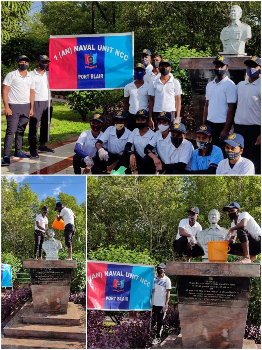 BasakaChakrabo1's tweet photo. As part of Clean India Campaign ...
 Cleanship of statue was undertaken by the Cadets of 1 ( AN ) Naval Unit Ncc
@HQ_DG_NCC 
@NCCDte_TNPAN 
@Andaman_Admin https://t.co/Tl044EYtLp