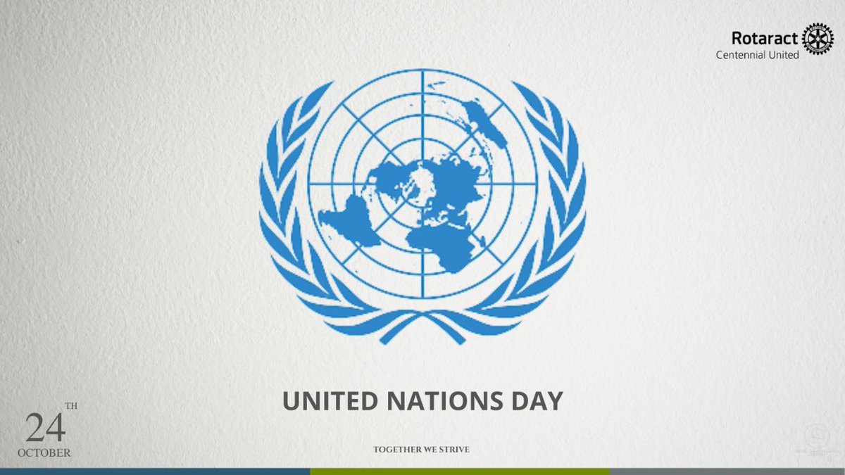 RACCU3220's tweet photo. United Nations Day provides a chance to expand on the shared agenda and reaffirm the UN Charter's goals and ideals, which have guided us for the last 76 years. 

Read more: https://t.co/qVwNuycgmi

#UnitedNationsDay #CentennialUnited
#RACCU #TogetherWeStrive
#Rotaract https://t.co/F0uApV5Pbh