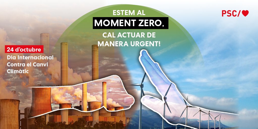 socialistes_cat's tweet photo. Avui, 24 d'octubre, és el Dia Internacional Contra el Canvi Climàtic.

👉El 97% de la comunitat especialitzada conclou que el canvi climàtic ja s’està produint. La gran preocupació és evitar que desencadeni un procés irreversible.

❗És a les nostres mans!

#PSC/❤️ https://t.co/ly4t5hqgUK