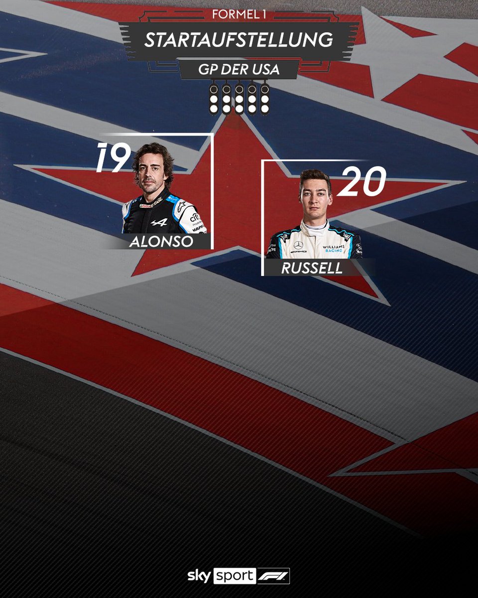 skysportformel1's tweet photo. Die bereinigte Startaufstellung zum #USGP nach den Strafen für Bottas, Vettel, Russell und Alonso! Das Rennen, ab 19:30 Uhr (Start 21:00 Uhr) live bei Sky! 

#SkyF1 #F1 #Formel1 #USGP https://t.co/7XcXRaUQU5