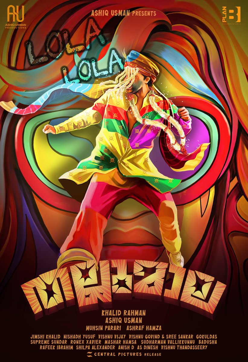 ttovino's tweet photo. #Thallumaala is as vibrant &amp; dinchak as this first look poster.😍 As much as I would have wanted to say more about the movie, want this whistle worthy insane entertainer to be experienced by all of you on the big screens! 🔥

@kalyanipriyan @ashiqusman @KhalidhRahman @parare https://t.co/OPMwM4bLm7