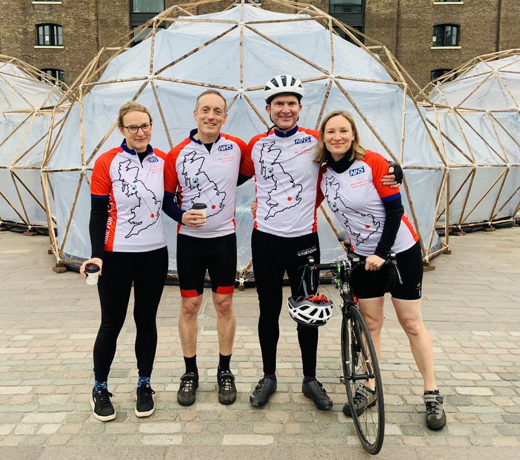 drdanmagnus's tweet image. Ready for the off with the riders from @uhbwNHS children’s hospital. Climate change is an emergency for child health.
#ridefortheirlives #COP26