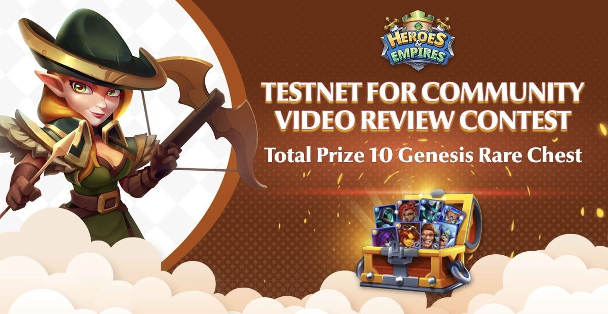 @HeroesEmpires will launch the special program for #Youtubers / #Cosers - GamePlay review contest.

🎁 Tota reward of Review Video Contest: 10 Genesis Rare Chests &amp; 10,000 $HE

📌 Registration link: forms.gle/ZWQFr2krp6ftA6…
📌 Video submission link: forms.gle/7AAitvYFaKBgf8…