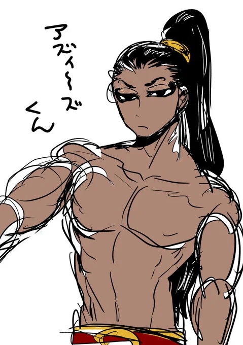 これは今サッと落描きした火傷する前のアズィーズくん #海星印 