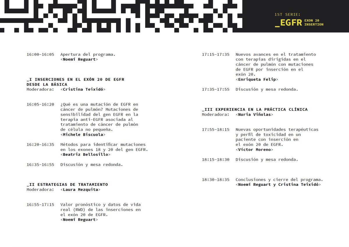 NReguart's tweet image. Coding Lung Cancer #codinglungcancer @hospitalclinic  este miercoles 🗓 27 Octubre a las 16:00h. Update #EGFR20ins de la mano de @EnriquetaFelip @NReguart @BellosilloBea @LauraMezquitaMD @VicMorenoGarcia Dr Viñolas, Dr Biscuola. Inscripciones gratuitas 👉 us06web.zoom.us/webinar/regist…