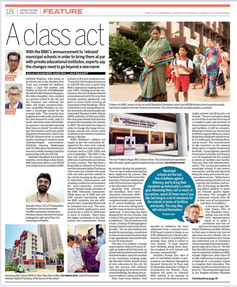 NiteshMankar20's tweet photo. #BMCeducation Mumbai Public School
Surely MyBmc schools will go long beyond rebranding under the guidance of visionary young leader Shri. Aaditya Thackeray Saheb with the support of all stake holders.
@AUThackeray @isurajchavan @DurgeSainath @sandhya_vipul https://t.co/tuw6QKiikU