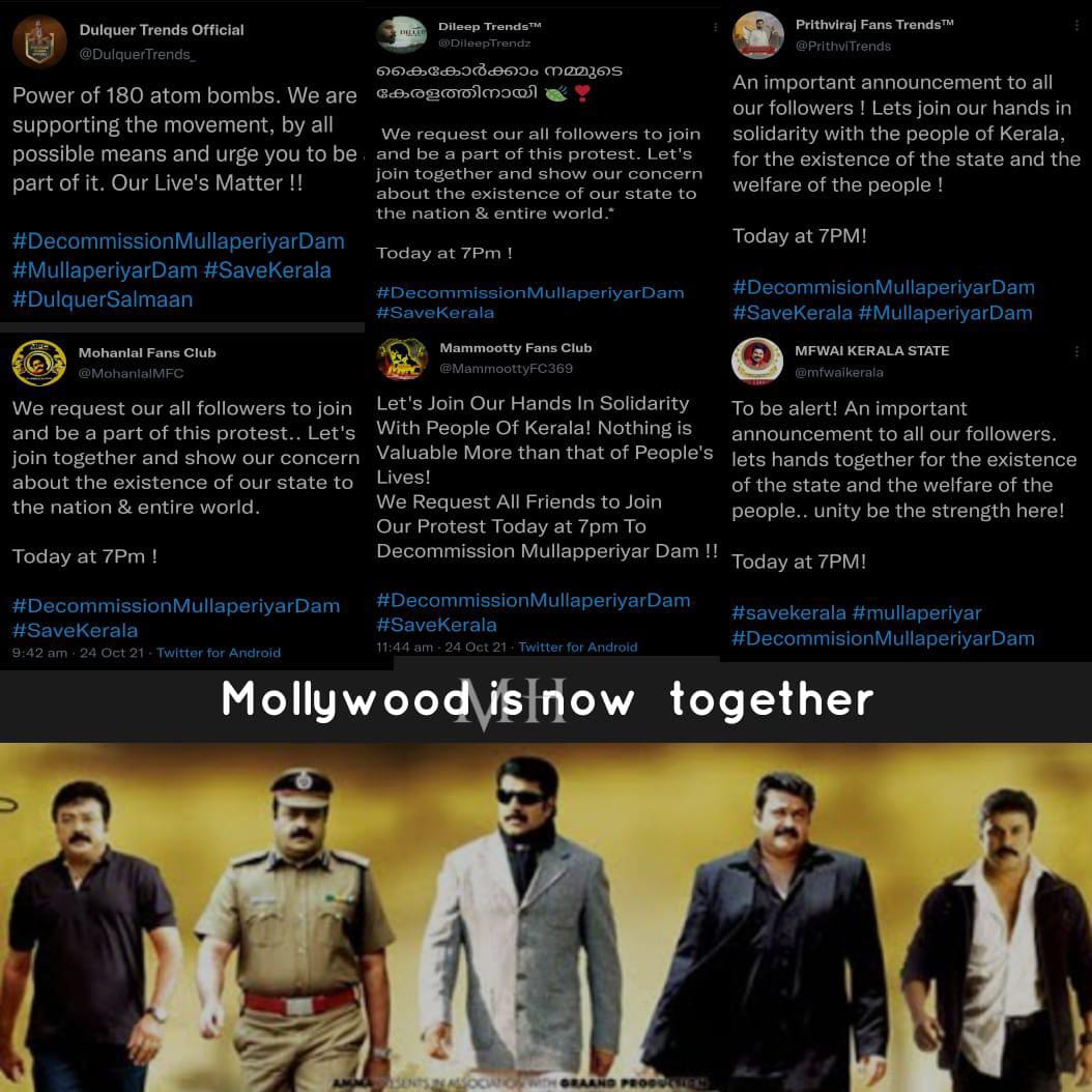 itzMeAswanth's tweet photo. Now Mollywood Is Together 🙏❤️

#DecommissionMullaperiyarDam #savekerala #MullaperiyarDam https://t.co/atvJfiBlSB