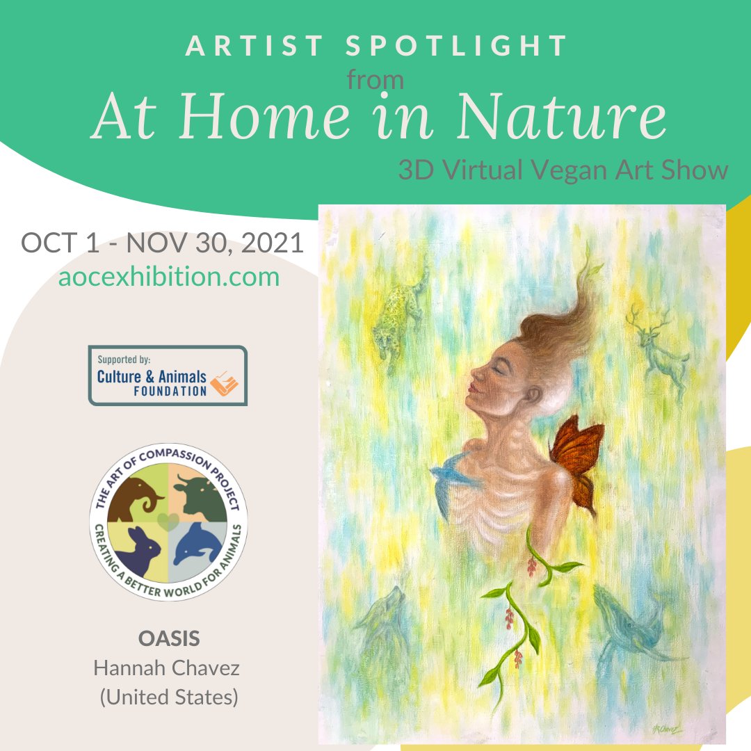 Hannah Chavez is one of 15 artists in our current 3D vegan art show. To view her painting and read about her process and intention, go to buff.ly/3hyG05y.
#aocexhibition #animaladvocacyart #artforanimals #artofcompassion #veganart #veganexhibition  #creativeactivism