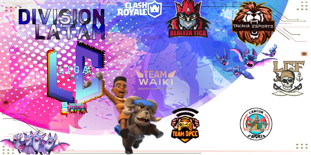 Liga de Divisiones de CLKY (@ligaclky_div) on Twitter photo 🤩🌎Presentamos alos 6 clasificados de la #DIVISIONLATAM🤩🌎
Muchas felicidades a <a href="/EsportsTakana/">Takana Esports</a> <a href="/TeamRealezaTica/">Realeza Tica</a> <a href="/EsportsCancun/">CANCÚN E-SPORTS</a> <a href="/DpccTeam/">Team DPCC</a> <a href="/TeamWaikiPE/">TEAM WAIKI</a> <a href="/LcfGaming_CR/">LCF GAMING</a> 🥳🥳🥳
En unas horas se estarán publicando las rondas finales, mucha suerte a los 6 equipos.
#ClashRoyale #CLKY 🤩🌎Presentamos alos 6 clasificados de la #DIVISIONLATAM🤩🌎
Muchas felicidades a <a href="/EsportsTakana/">Takana Esports</a> <a href="/TeamRealezaTica/">Realeza Tica</a> <a href="/EsportsCancun/">CANCÚN E-SPORTS</a> <a href="/DpccTeam/">Team DPCC</a> <a href="/TeamWaikiPE/">TEAM WAIKI</a> <a href="/LcfGaming_CR/">LCF GAMING</a> 🥳🥳🥳
En unas horas se estarán publicando las rondas finales, mucha suerte a los 6 equipos.
#ClashRoyale #CLKY