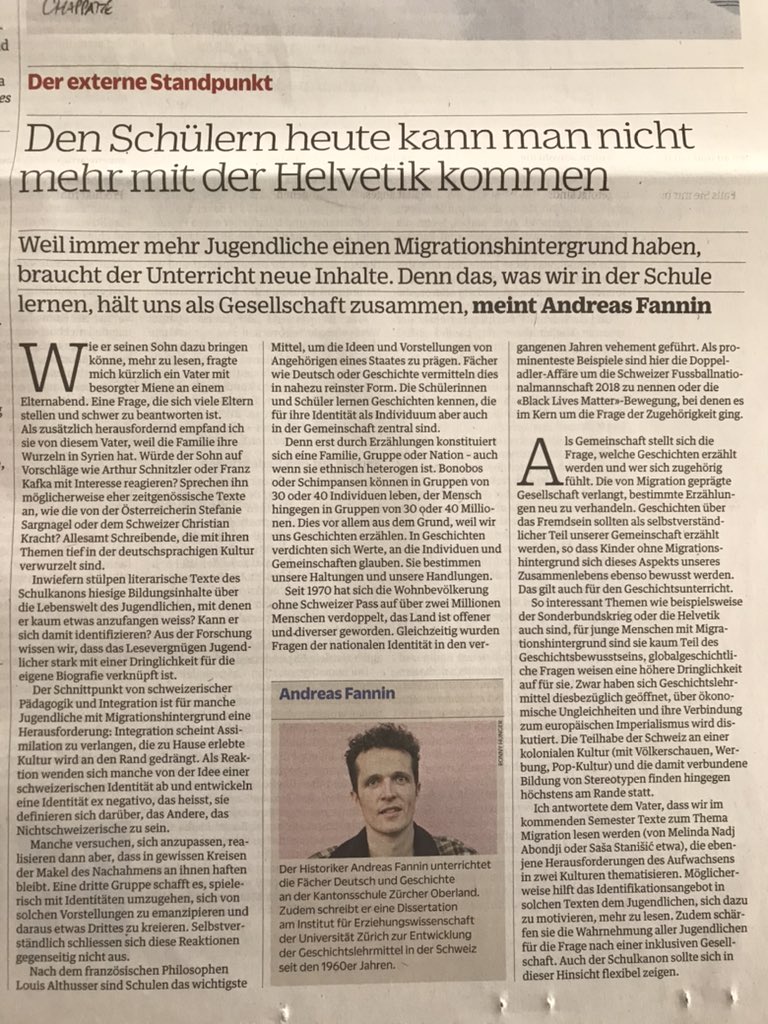 Für die #nzzas habe ich einen Text über Schule, Geschichten und Migration geschrieben.