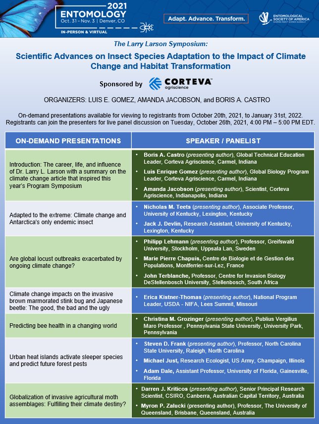 mwsiebert's tweet photo. Neat symposia being organized by my colleagues at Corteva. Be sure to attend - ESA 2021 Annual Meeting! https://t.co/TWk2zdXWo0