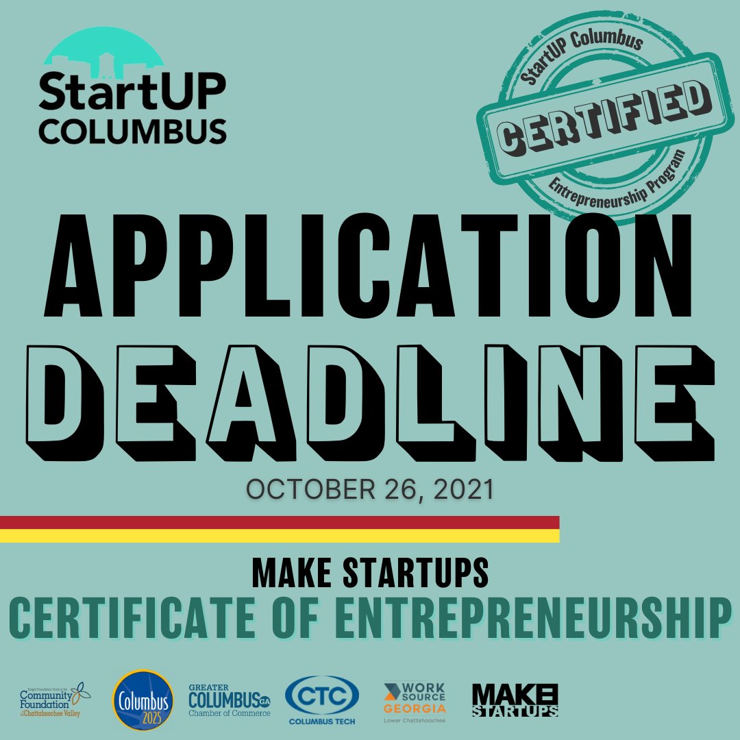 Make your business better with StartUP Columbus! Applications for the Make StartUP Certificate of Entrepreneurship close tomorrow, so hurry while you still have time. Space is limited! Apply NOW at #linkinbio and take the next steps towards growing your business. 

#startupcolga