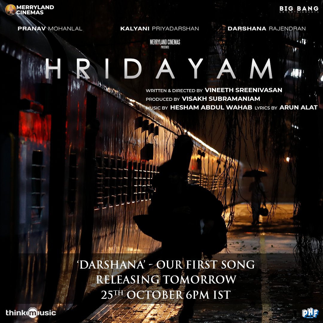 The first song from @HridayamTheFilm - ‘Darshana’ releasing tomorrow at 6 pm IST! 😊 #Hridayam