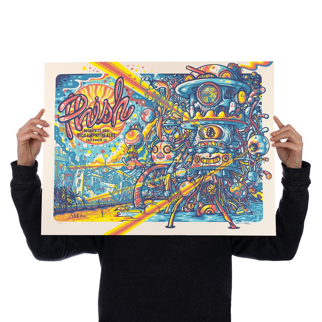 TheHalfandHalf's tweet photo. Always a pleasure to print the work of @DrewMillward! 6 color #screenprint for @phishdrygoods in an edition of 1000. https://t.co/dSXrTF4lCE