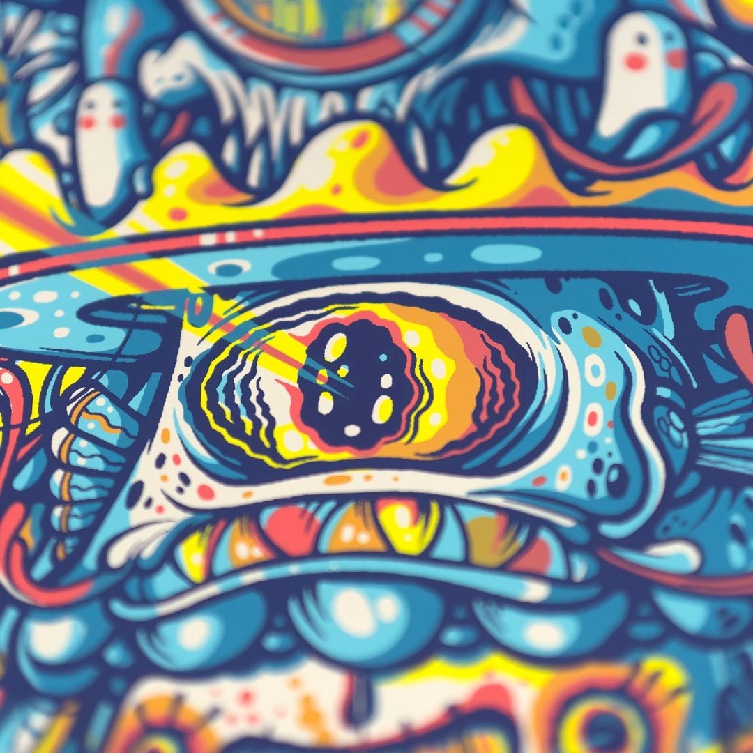 TheHalfandHalf's tweet photo. Always a pleasure to print the work of @DrewMillward! 6 color #screenprint for @phishdrygoods in an edition of 1000. https://t.co/dSXrTF4lCE