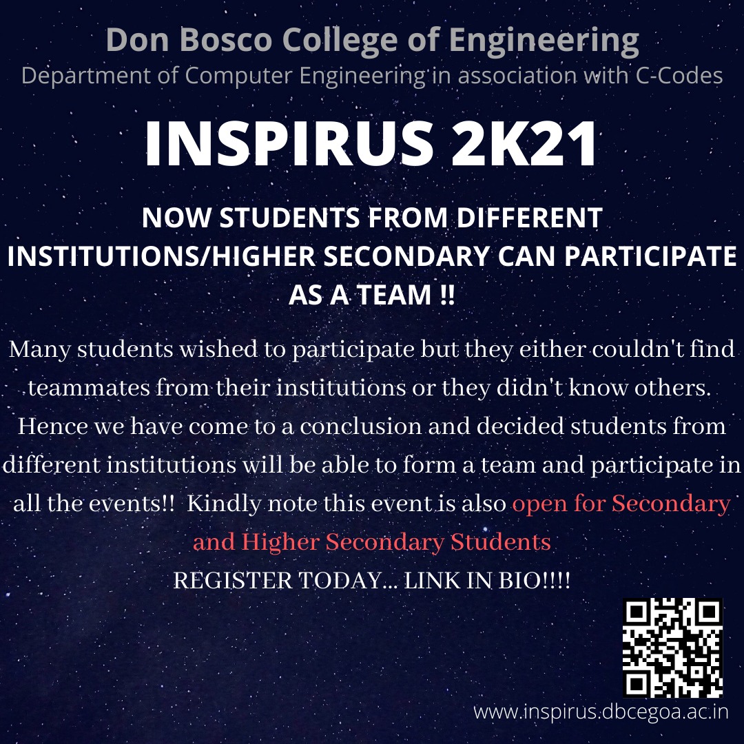 Inspirus_dbce's tweet photo. All the aspiring participants please take the note of the following. There is a good news those who were not able to form a team due some reason https://t.co/ztSOD0ikh7