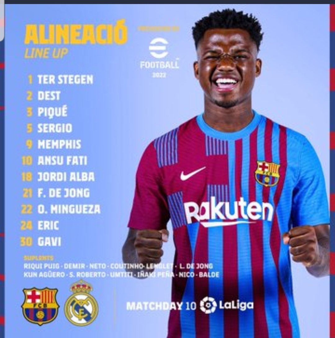 flypredict's tweet photo. Barcelona v Real Madrid Line up 
#ElClasico 

Follow @flyfootbal to watch full match Live 

Please RETWEET https://t.co/iroEWBrk9h