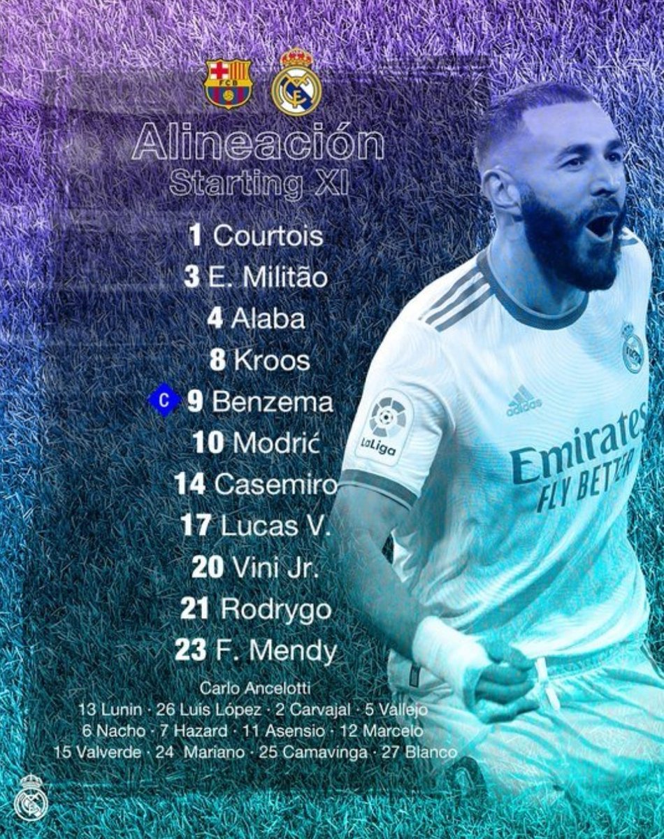 flypredict's tweet photo. Barcelona v Real Madrid Line up 
#ElClasico 

Follow @flyfootbal to watch full match Live 

Please RETWEET https://t.co/iroEWBrk9h