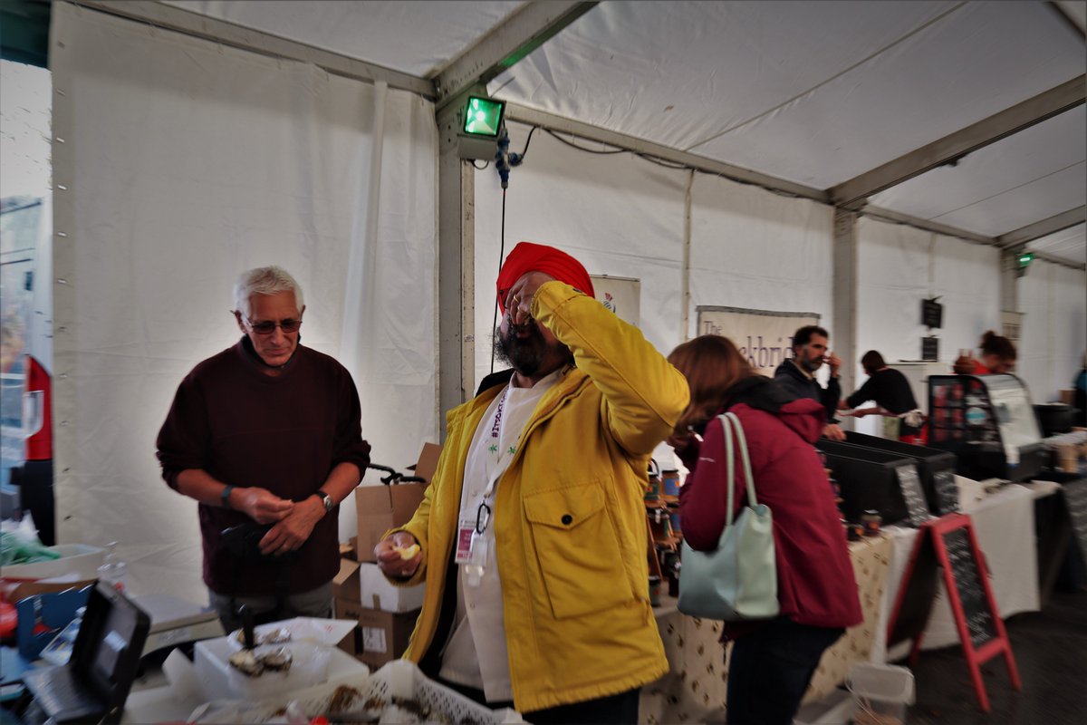 The demos may be over, but the producer's market is still going strong! Tony Singh has been making the rounds, having tasters and even have some amazing products to take home 🤩 
#KirkcudbrightFoodFestival