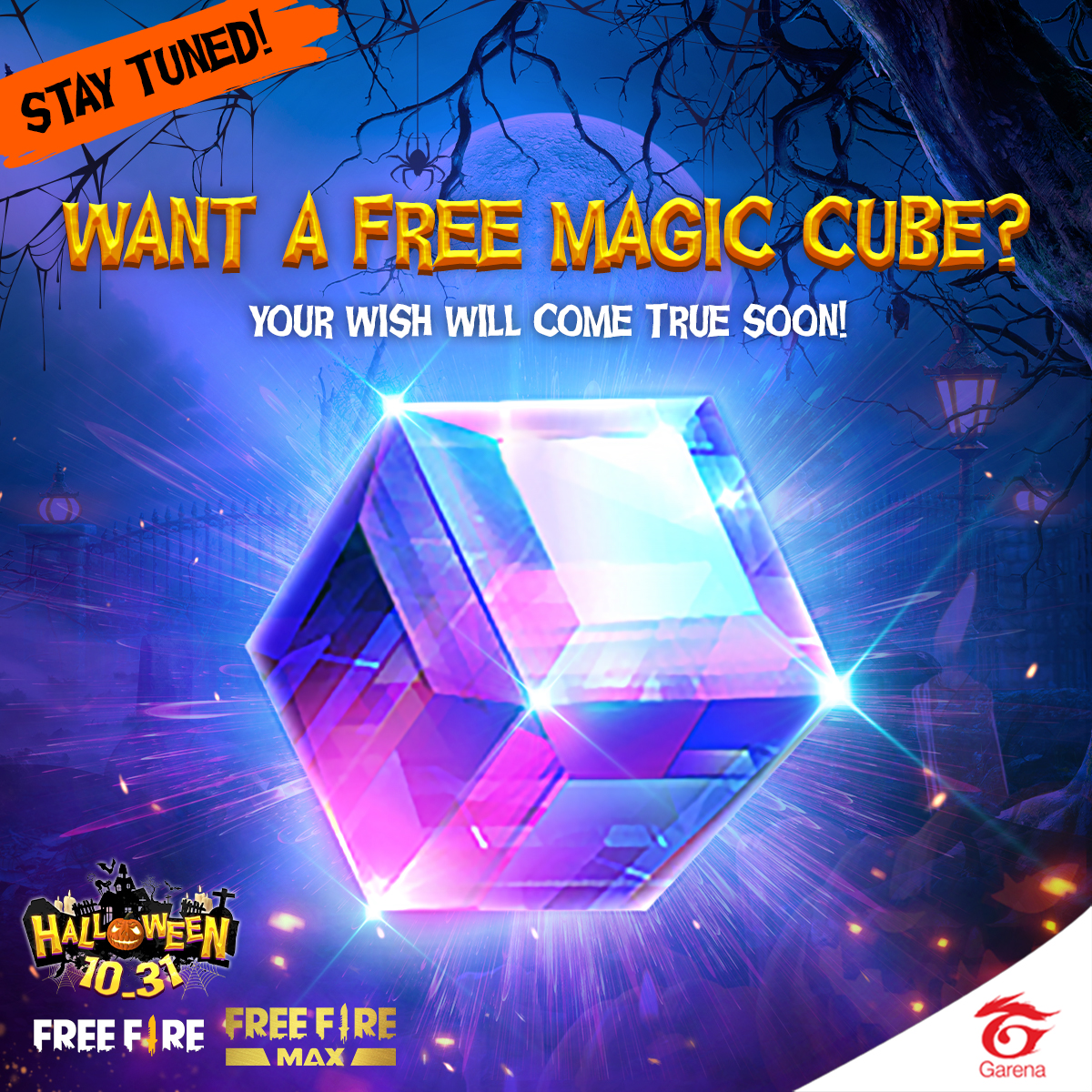 freefireeu's tweet photo. Want a 'FREE' Magic Cube ❓
Your wish will come true soon...

Share this to your mate
&amp; Stay tuned!! 🎃

#FreeFire #Halloween
#FreeFireMAX #FreeFireEU https://t.co/iDjcnXVDKM