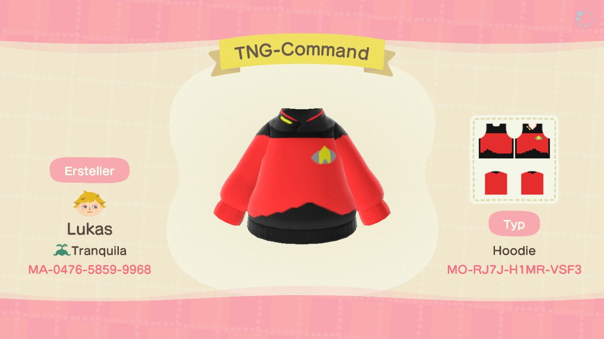 10do_de's tweet photo. (Lukas) Da ich gerade eine MENGE Star Trek schaue, habe ich diese Uniform entworfen. Ich finde sie ganz gelungen.

 #AnimalCrossing #ACNH #NintendoSwitch https://t.co/BnlW7PLPLp