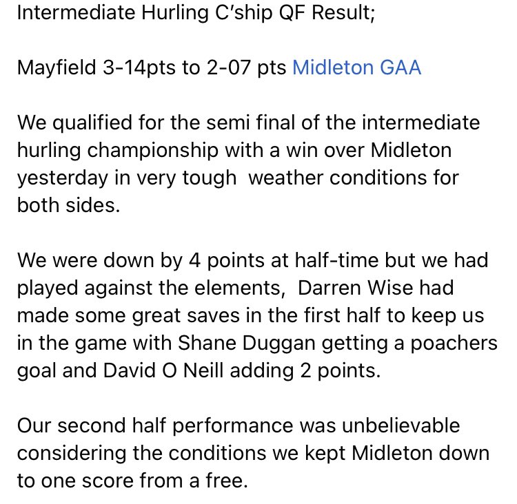 Mayfield GAA tweet media