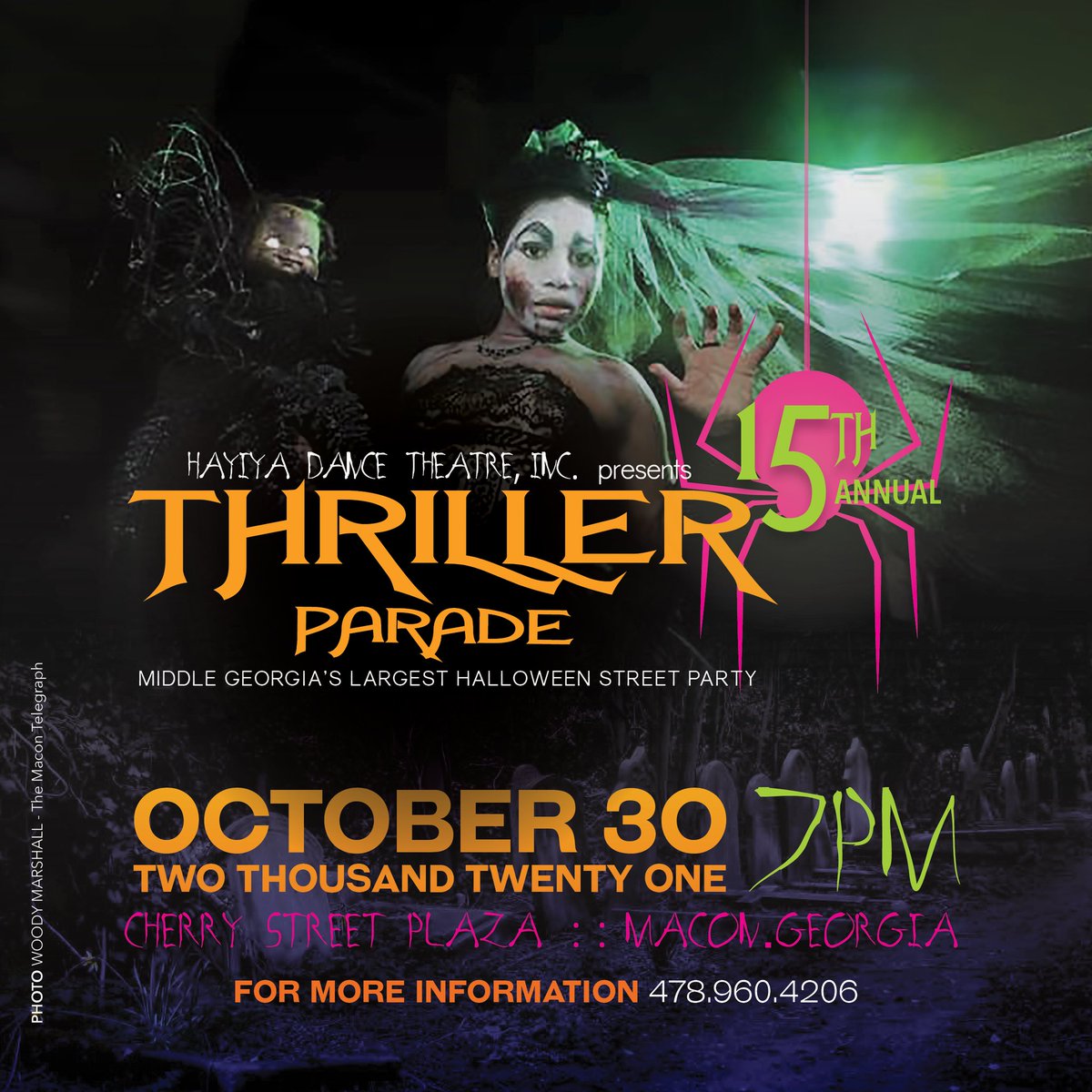 HayiyaDance's tweet photo. Hayiya DanceTheatre's 15th Annual Thriller Parade will return LIVE this year!  Saturday, October 30th in Cherry Street Plaza.  Entertainment &amp; games during pre-show 7 to 9 PM.  Then prepare yourself for the fun re-creation of the iconic Thriller dance @ 9!
https://t.co/p7ZqRpP9Sw https://t.co/CkmI6Khzmk