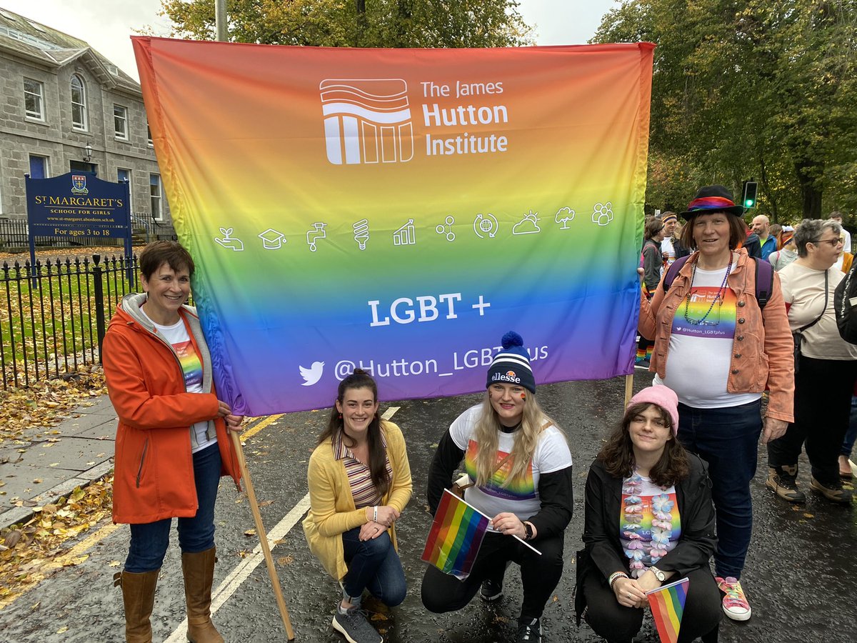 Hutton_AS's tweet image. Arguably the best banner at #Grampian #Pride this morning. Many thanks to @GillianHayley for organising  the @Hutton_LGBTplus contingent (including fab new T-Shirts!)
#LGBTQIA #AllSetforSpringParade