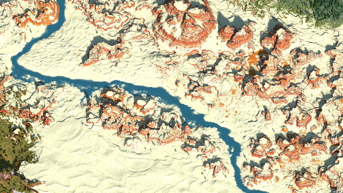 leonex17's tweet photo. Valley of canyons
World size: 4500x4500

The programs I used to create the world:
#WorldPainter #terraforming #terrain #minecraftmap https://t.co/hrGn6jFLZo