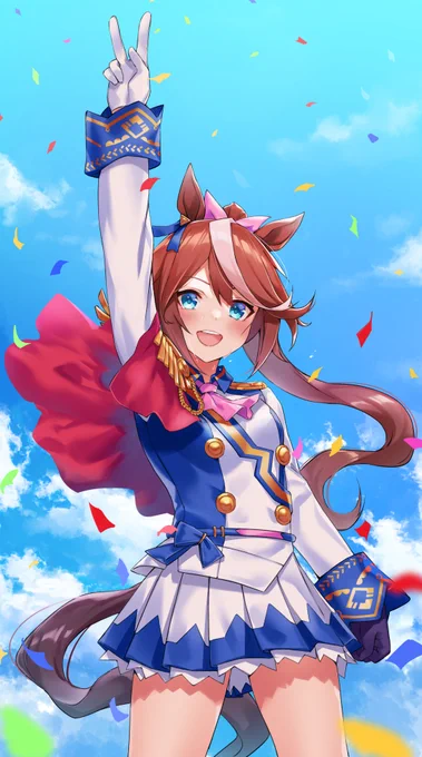 #今年も残りわずかなので今年一番伸びた絵を貼る見た絵描きさんも強制でやる 
このトウカイテイオーかな!
アニメ見終わったときに勢いで描いた!! 