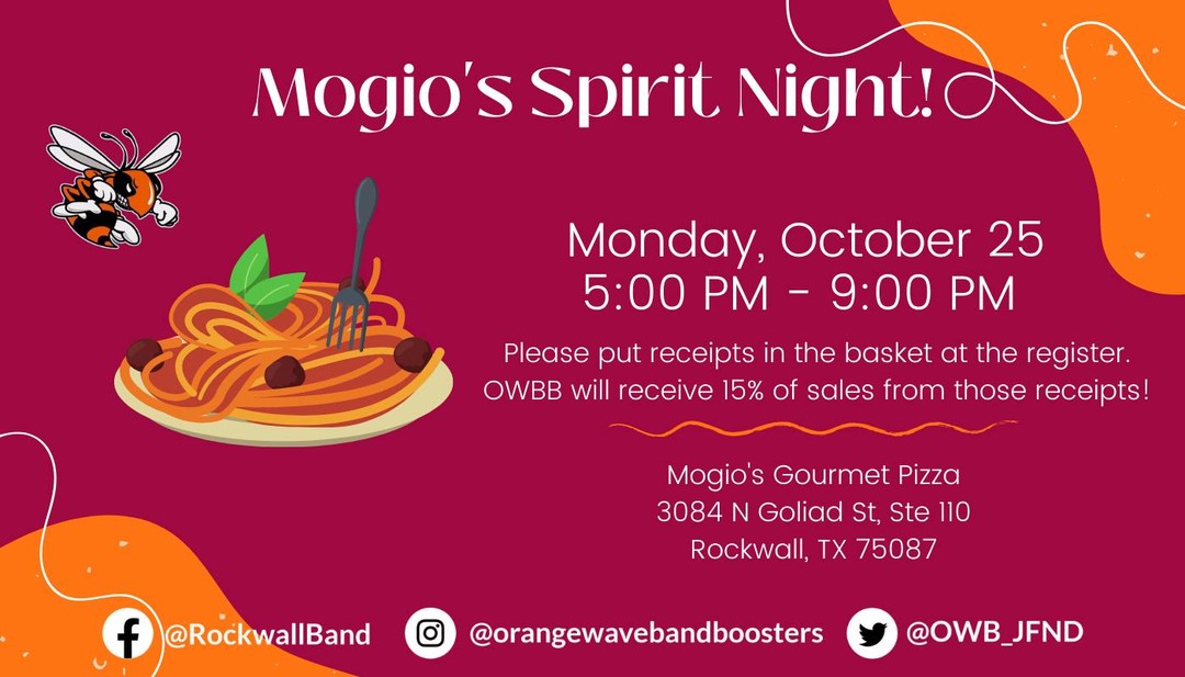 OWB_JFND's tweet photo. Remember - tomorrow night at Mogio's! The band has evening rehearsal, so make dinnertime easy and head over to Mogio's between 5-9pm. Be sure to put your receipts in the basket by the register. See you there! https://t.co/jnRlh6V5Hw