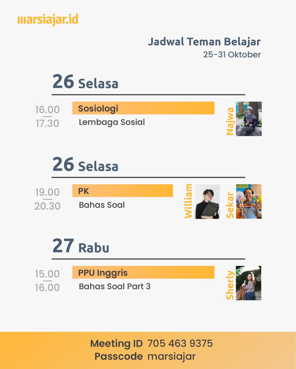 marsiajarid's tweet image. 📍JADWAL TEMAN BELAJAR IS UP📍

Siapa yang nungguin live class dari kita nih?🙌🏼