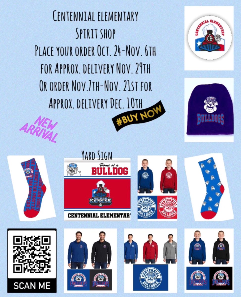 Happy Sunday! Centennial Fall gear now available! Get yours now!🚂💨💨
<a href="/HumbleISD_CE/">Centennial Elementary</a> 
centennialpto.membershiptoolkit.com