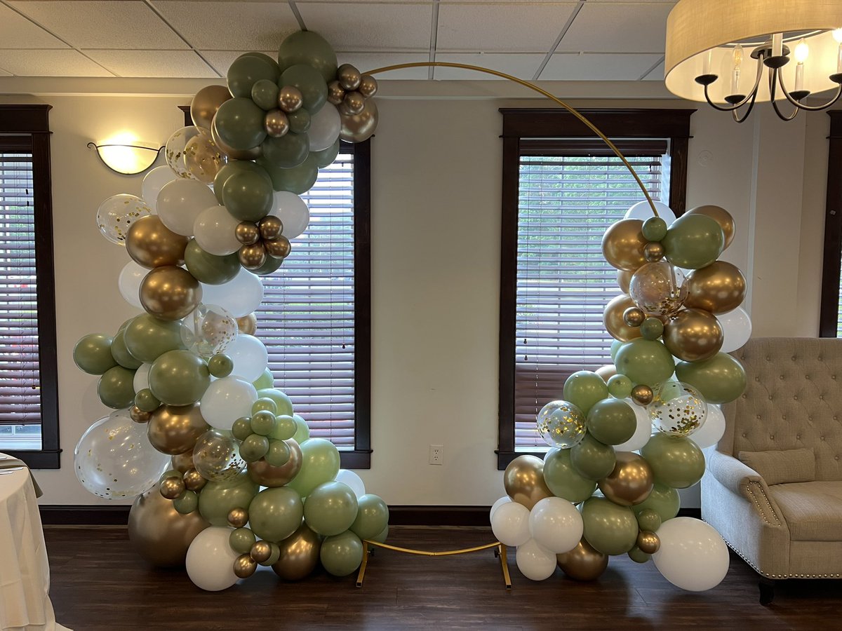 AstraEVP's tweet photo. Sage Green &amp; Gold at Running Deer Golf Club 
#AstraEventPlanning #AstraEvents #Balloons #BalloonArch #bridalshower #EventPlanner https://t.co/v92ZB8kkW4
