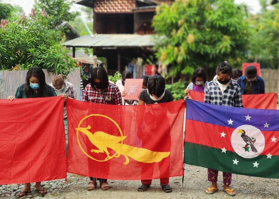 IrrawaddyNews's tweet photo. Residents in Kale, Sagaing Region marched in protest at the military regime on Sunday. (Photo: CJ) https://t.co/0di9GKUWKn